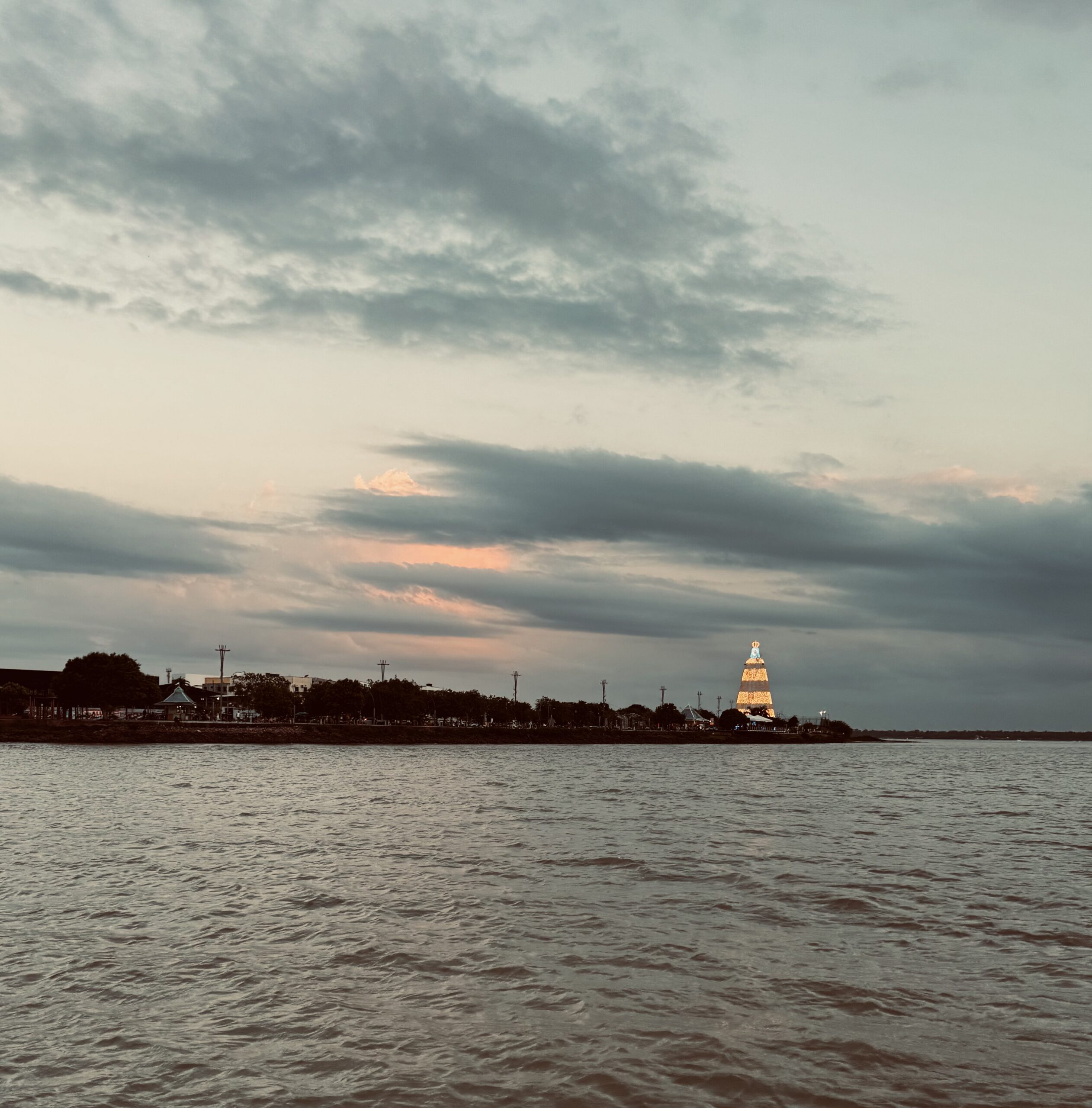 Belém’s Christmas tree seen from the water during our Amazon boat trip. Photo by InPlanet.