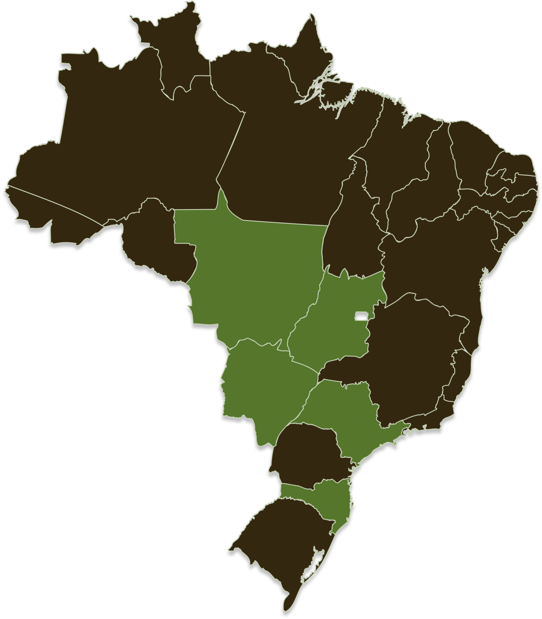 OBJECTS An outlined map of Brazil indicating where InPlanet operates