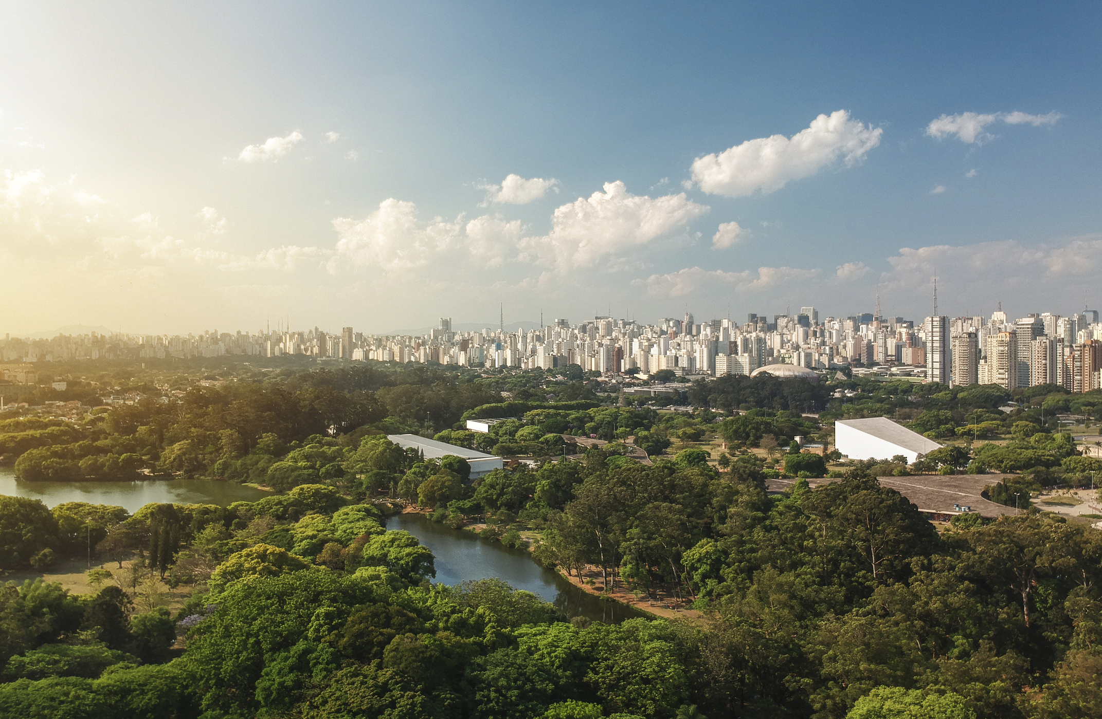 Aerial view of Ibirapuera Park in Sao Paulo, Brazil